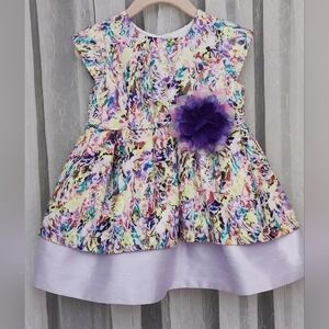 Pippa&Julie Lavender Multi Color Dress w/Purple/Pink Flower Accent, Size2T,NWOT